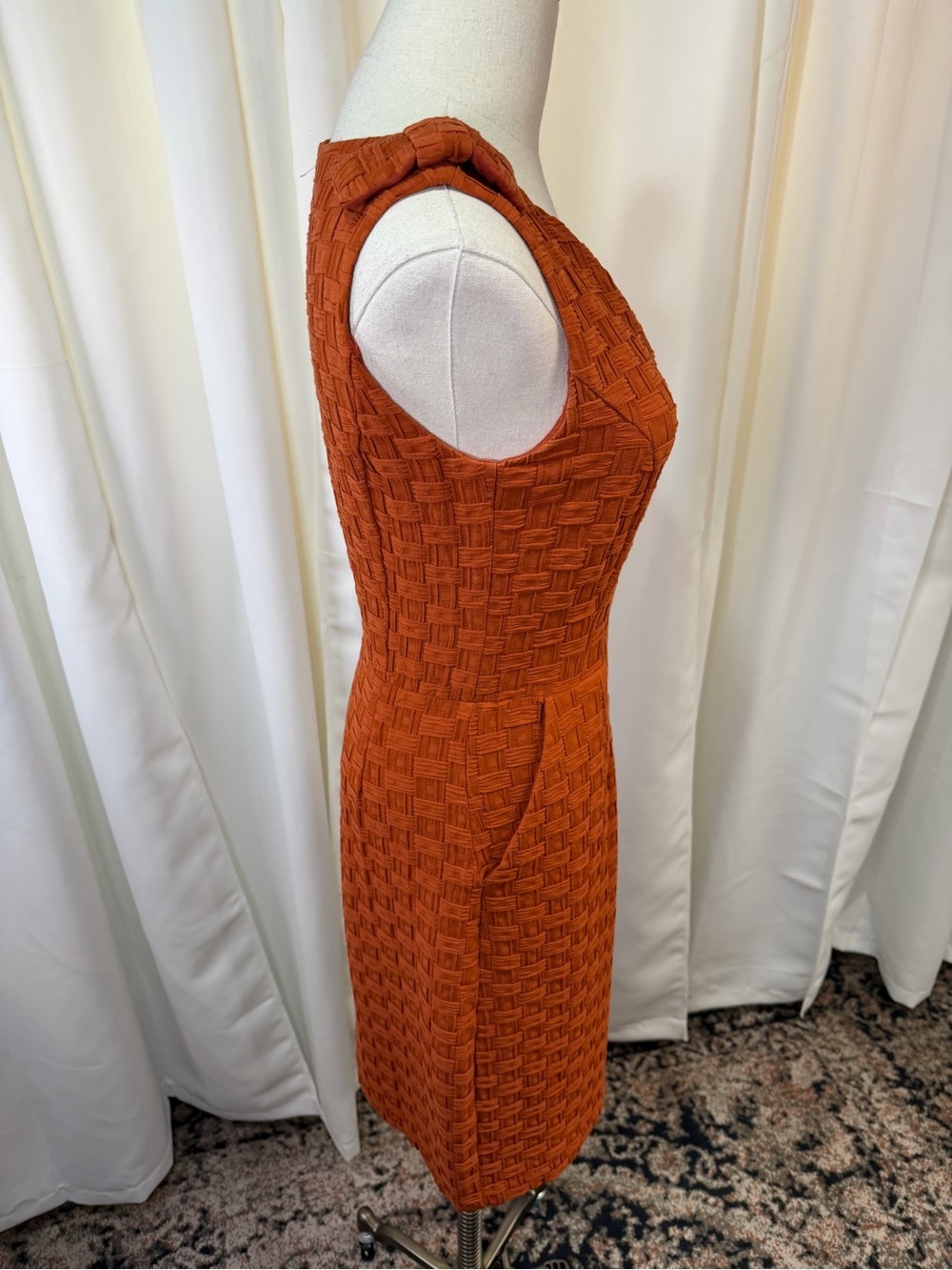 Tabitha Burnt Orange Basketweave Textured Knit Sleeveless Dress Size 0 - Picture 15 of 16